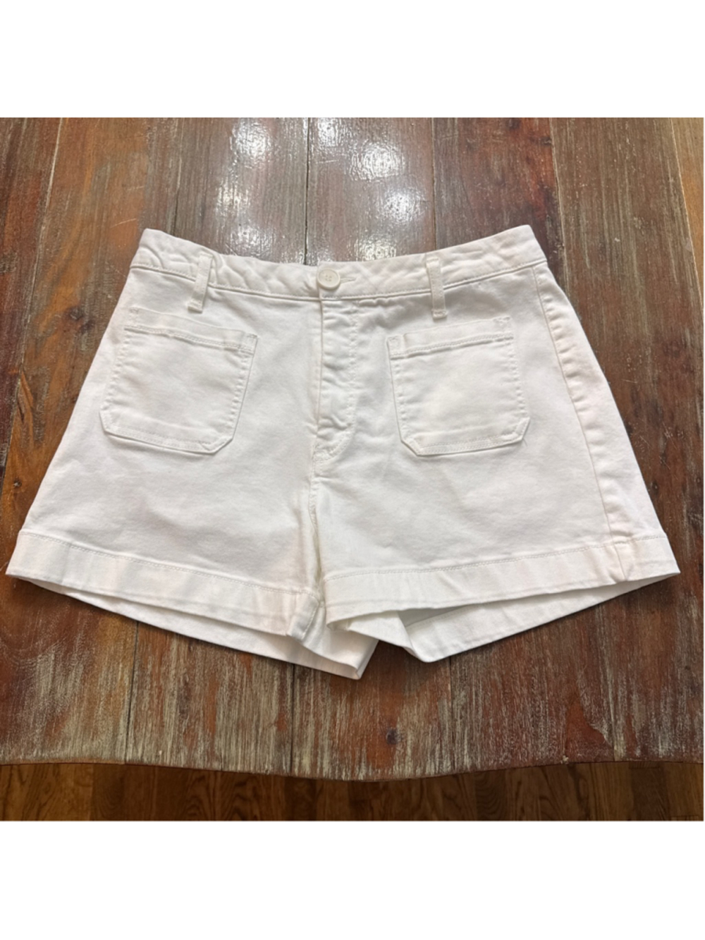 OAT New York White Denim Shorts Size 8/29 Stretch High Waist Summer Basic